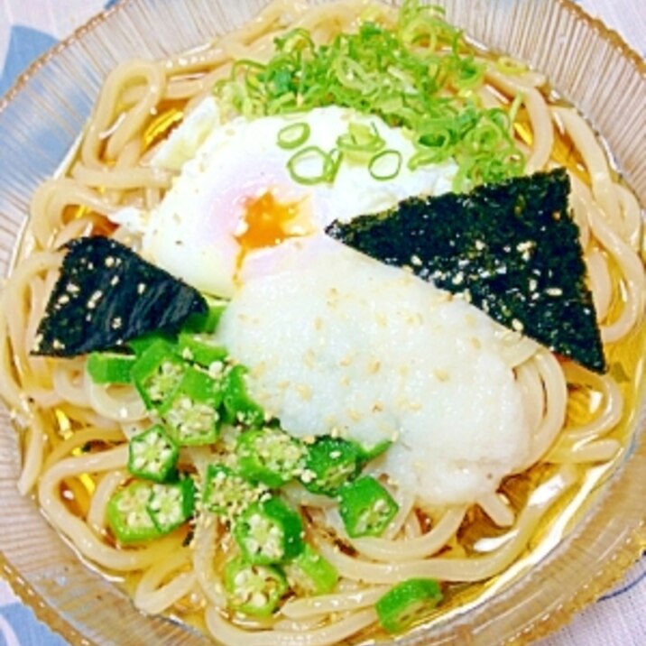 どれもこれもネバネバ卵冷うどん